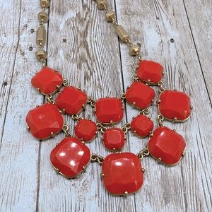 Stella & Dot Olivia Bright Orange Statement Necklace - Retired